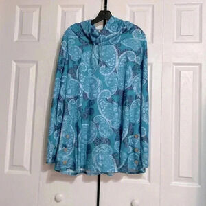NWT Baikea green blue & white paisley shirt top blouse